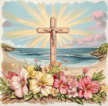 Religious Sign, Cross Sign, DCO-02399, Sign For Wreath, 10x10 Metal Sign